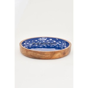 Esmalte con tema del océano de peces de Color azul y blanco terminado en el interior restaurantes y comida de Hotel que sirve suministros de bandeja de madera - Product Image 1