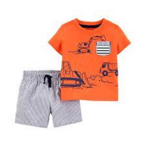 Ensembles de vêtements pour tout-petits et petits garçons 100% T-shirts et shorts à motifs floraux en coton doux et frais peignés compacts - Product Image 4