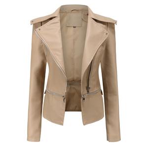Chaqueta de cuero para mujer 2025 chaqueta básica abrigo mujer invierno motocicleta chaqueta PU cuero cremallera prendas de vestir exteriores - Product Image 5