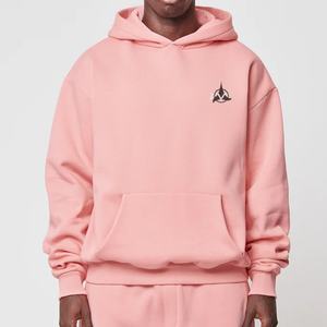 Sweat à capuche décontracté de couleur unie pour hommes en coton doux avec poche kangourou confortable haut de rue surdimensionné - Product Image 1