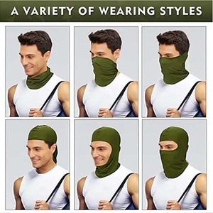 Balaclava de taille universelle vert olive, couvrant tout le visage, respirant, imperméable, pour l'extérieur, unisexe, adulte, en spandex et polyester - Product Image 6