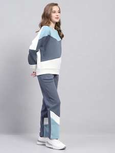 Custom <b>Women</b> Two Piece Color Block Tracksuit Set Crew Neck Sweatshirt and Jogger <b>Pants</b> Casual <b>Lounge</b> Wear OEM Wholesale - Product Image 6