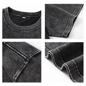 2026 CUSTOM DTG personalizado 250 Gsm ácido lavado DTG impresión gráfica ropa de calle lujo peso pesado algodón Vintage hombres camiseta - Product Image 4