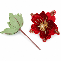 18 cm Samt-Kunstweihnachtssterne Blumenzweige Weihnachtsbaumschmuck Festliche Partydekoration Blumenstiele