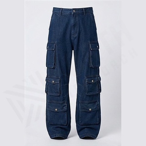 Jeans en denim à strass de style européen, tendance, coupe ample, jambe large, bootcut, baggy, cristal, délavé, décontracté, hiver, couleur personnalisée - Product Image 1