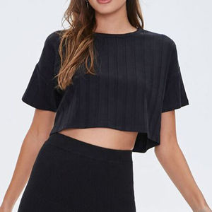 High quality Crop <b>Top</b> Women around neck <b>Short</b> <b>sleeve</b> logo design Female Wholesale Summer Simple Basic - Product Image 1