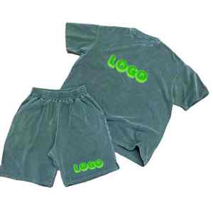 Conjuntos de Ropa de Verano para Hombre, Nueva Moda 2025, al por Mayor, Personalizados, de Manga Corta, Diseño Sólido, 2 Piezas, Transpirables, de Algodón - Product Image 5