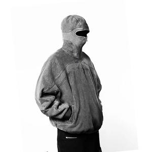 Sweat-shirts à capuche pour hommes, dernière mode, logo personnalisé, imprimé numérique, hiver, laine unie, demi-zip, polyester/coton, haute qualité - Product Image 6