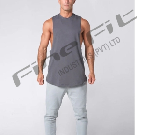 Camiseta sin mangas de punto personalizada para gimnasio, camiseta de poliéster/algodón con músculos, transpirable, sin mangas, para entrenamiento - Product Image 4