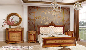 Traditional Solid Wood Hand Carved Bedroom Set Antique Handcrafted Bedroom Furniture <b>Royal</b> Design Teak Wood Brown Polished <b>Bed</b> - Product Image 6