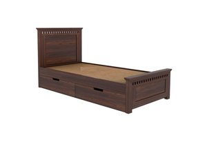 AHAD HANDICRAFTS Lit simple en bois massif avec rangement | Lit simple pour chambre à coucher | Lit de rangement polyvalent (Noyer) - Product Image 2