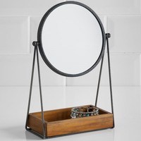 Miroir de bureau de table design de luxe avec base en marbre Miroir de maquillage rond doré réglable pour hôtel d'occasion