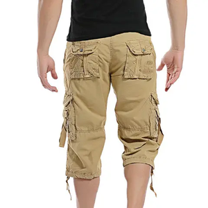 Custom Plus Size Men's Canvas Breathable <b>Knee</b> Length High Waist Drawstring Closure Summer Casual Shorts Pants Eco-Friendly Solid - Product Image 4
