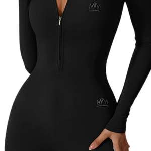 <b>Women</b> Long Sleeve Zip Front Bodycon Mini Dress Stretch Fit Casual Streetwear Slim Fit <b>Outfit</b> - Product Image 4