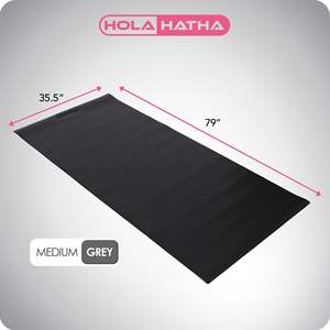 HolaHatha Medium Grey PVC Fitness Mat Lightweight <b>Padded</b> <b>Foam</b> for Workout Custom Logo Portable Gym Yoga Mat - Product Image 2