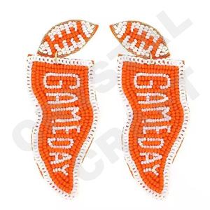 Fleurs Originalité Boucles d'oreilles perlées pour femmes Patriotique Orange Blanc Bleu Couleur pour mariage ou Memorial Day - Product Image 6