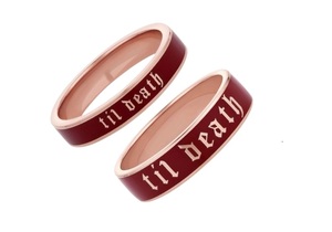 Anillo de Compromiso Apilable Clásico de Oro Sólido de 14K 'Esmalte Mocha Cereza', Anillo Delicado de Plata para Aniversario, Regalo de Promesa para Fiestas - Product Image 6