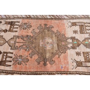 Motif ethnique 3.7 X 13.1ft Tapis en laine Style turc Marron Beige Patchwork Design avec support en latex - Product Image 5