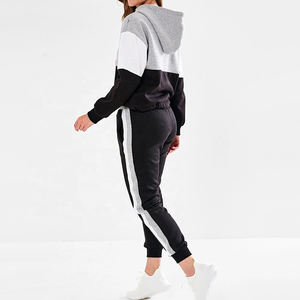 Ensemble de survêtement 2 pièces décontracté sur mesure pour femmes respirant confortable demi fermeture éclair sweat à capuche pantalon de survêtement solide hiver - Product Image 1