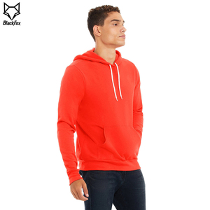 Sweat-shirt à capuche rouge pour homme, coupe classique, en molleton de coton, couleur unie, avec poche, pour l'automne - Product Image 4