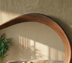 Miroir de cadre en bois de noyer léger, écologique, fait à la main, de style Art déco asymétrique irrégulier, décoration murale, meilleur prix - Product Image 4