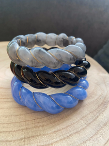 Brazaletes de resina geométrica gruesa Brazaletes de mármol de diámetro interior de 65mm - Product Image 5