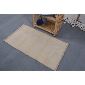 Alfombra de látex ecológica de lana beige minimalista turca vintage, de gran tamaño, 190 x 330 cm, con diseño de patchwork, tejido plano, para comedor - Product Image 3