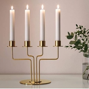 Bougeoir moderne de luxe en acier inoxydable géométrique à plusieurs bras, bougeoir conique argenté pour mariage, Noël, Ramadan, décoration de la maison - Product Image 4