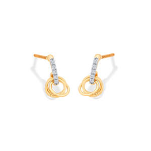 Pendientes colgantes Orbito de oro amarillo con diamantes - Product Image 3