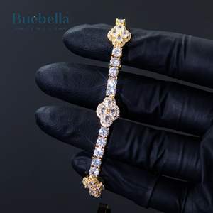 8mm 18K <b>White</b> <b>Gold</b> 925 Sterling Silver VVS Moissanite Diamond Iced Oval Cut Flower Tennis <b>Bracelet</b> for <b>Men</b> - Product Image 4
