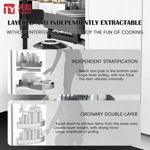 Cestello Girevole Premium in Alluminio a 2 Livelli per Angoli, Organizer per Mobile Base <span class=keywords><strong>Cucina</strong></span>, Cesto Portaoggetti Rotante per Angolo <span class=keywords><strong>Cucina</strong></span> - Product Image 4