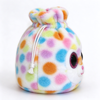 Sac à cordon en peluche unique, pochette en peluche chat, chat aux grands yeux, peluche arc-en-ciel, style bonnet, sac en peluche chaton, pochette en peluche pour enfants