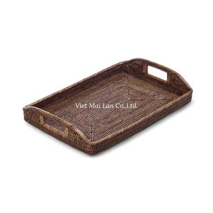 Decorative Handmade <b>Rattan</b> Tray With Natural Texture For Living Room <b>Dining</b> <b>Table</b> And Kitchen - Product Image 3