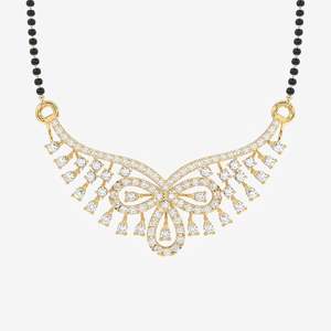 Women's Round Cut Moissanite Diamond <b>Necklace</b> 14K Gold Mangalsutra-Elegant and Luxurious Jewelry - Product Image 1