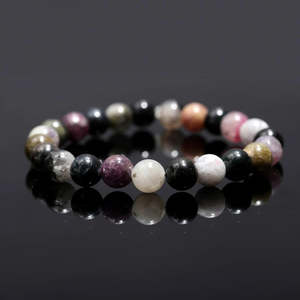 100% Natural Multi Tourmaline Stone 8mm Beaded <b>Bracelet</b> 7 Inches Ball Shape Pattern - Product Image 4