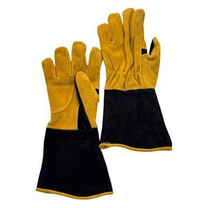 Gant de soudage en cuir de vache doré et noir bon marché de 14 pouces Gants de soudage en cuir de haute qualité - Product Image 1