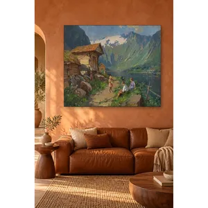 Impression sur toile « Enfants jouant près du fjord » de Fida Even Ulving - Product Image 2