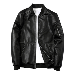 Vintage Men's Cowhide <b>Leather</b> Canvas Waterproof Winter <b>Jacket</b> Embossed Stand Collar Distressed Finish Inner Pocket <b>Retro</b> Front - Product Image 1