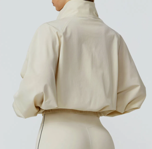 เสื้อแจ็กเก็ตออกกำลังกายฟิตเนสเล่นโยคะฟิตเนสแขนยาวซิปเต็มตัวสำหรับผู้หญิงผ้าแคนวาสสีตามสั่งพิมพ์โลโก้แนววินเทจ - Product Image 4