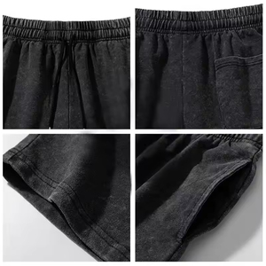 Ropa de calle estilo hombres cordón ácido lavado pantalones cortos efecto Vintage pantalones cortos de algodón para Hombre Pantalones cortos hechos por RAM Industry - Product Image 2