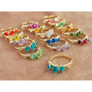 Gold Plated Wire Wrap Fashion <b>Rings</b> Colorful Stones for Resale Appeal - Product Image 4