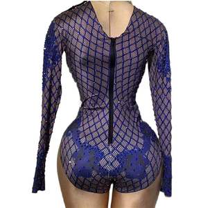 Combinaisons de club de danse pour femmes Combinaisons sans manches sexy à paillettes Bodysuits de fête Stylish Nightclub Outfit - Product Image 6