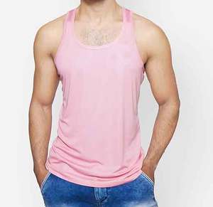 Vente en gros de débardeurs de musculation en coton personnalisés pour hommes, rose, sans couture, pour le fitness, gilet pour hommes - Product Image 5
