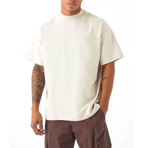 Super Heavy Oversized Drop Shoulder Camiseta cuello redondo antiarrugas algodón Boxy Fit camiseta para hombres en precio asequible - Product Image 1