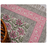 Tapis en coton imprimé multicolore rose, doux et lavable, pour chambre à coucher, salon et décoration