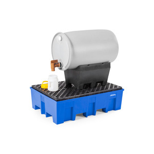 Bac de rétention en polyéthylène (PE) pour 2 fûts de 200 litres, 865 x 1245 x 375 mm, avec grille - Product Image 2