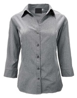 Chemise de travail à manches longues pour femmes, nouvelle mode, blanche unie, en polyester tissé avec logo sur le devant, pour le bureau, les événements sociaux, pour le printemps