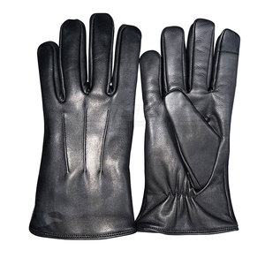 ถุงมือหนังสำหรับผู้ชายถุงมือขับรถหน้าจอสัมผัสสีดำ - Product Image 1