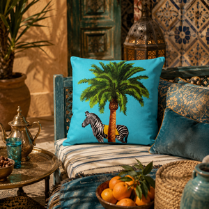 Square <b>Decorative</b> Throw Pillow with Zipper Closure Cotton Digital Printing Animal Design Le Cirque Du Marrakech by Excelsa - Product Image 6