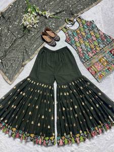 ชุดสلوار คามีซ ผ้าจอร์เจียต์เทียม ดีไซน์หรูหรา แต่งขอบลูกไม้ปัก แห้งเร็ว ความยาวระดับเข่า เหมาะสำหรับใส่ในชีวิตประจำวันและงานปาร์ตี้ - Product Image 5